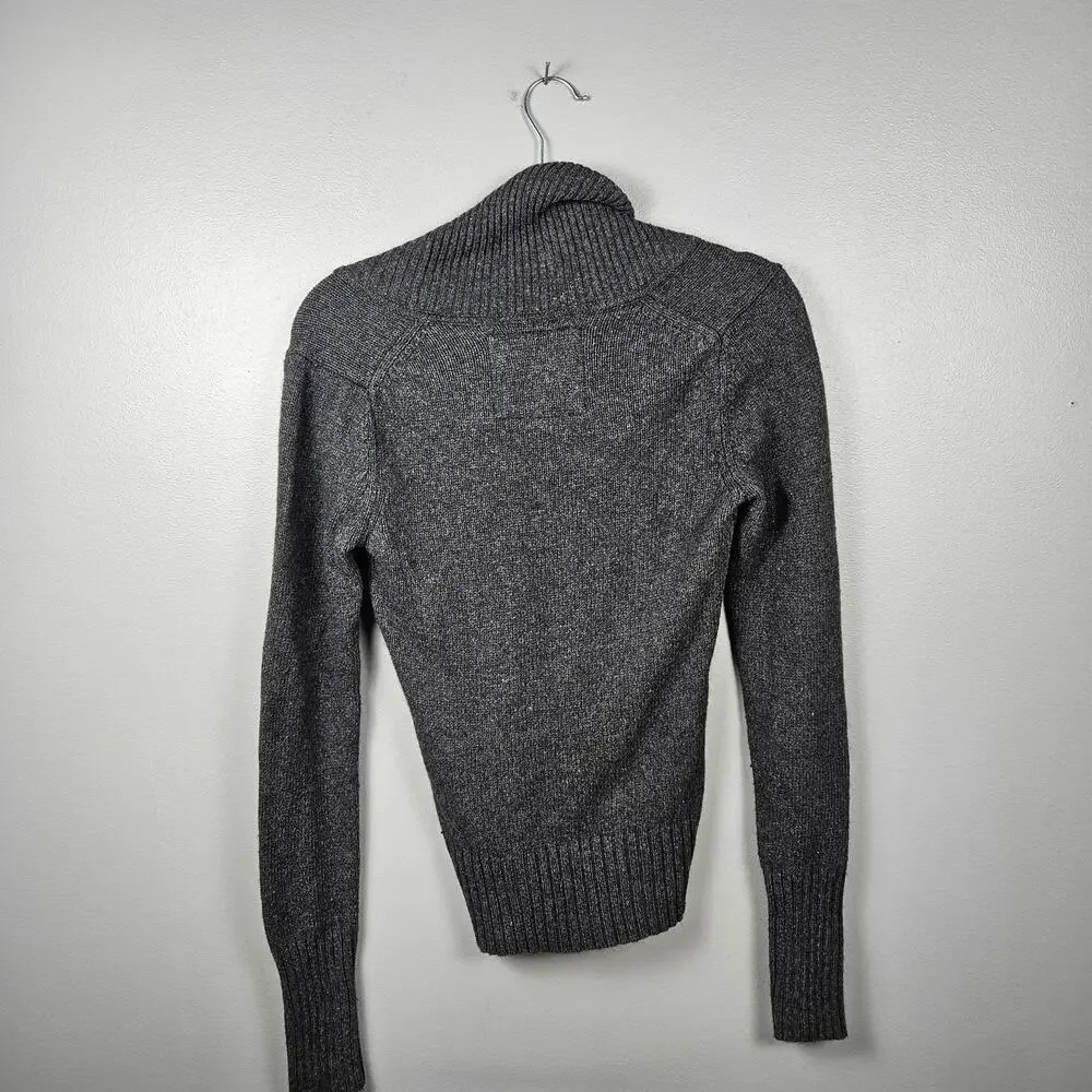 American Eagle Outfitters Womens M Shawl Collar Sweater Gray Cotton‎ Blend Knit